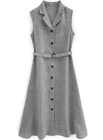 2Way 벨트 포함 오픈 카라 원피스