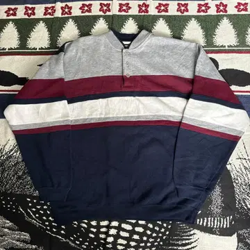 90s 00s 구제 의류 헨리넥 맨투맨 보더 롱T 좋은 배색