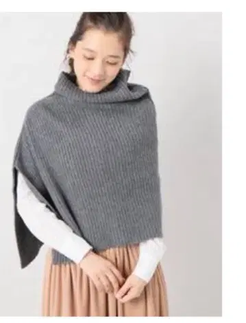 그레이 리브 터틀넥 판초