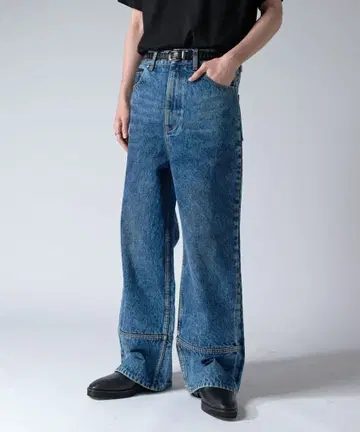 [ 미사용 새상품 ] Lui's 케미컬 워시드 와이드 팬츠 데님 택 포함