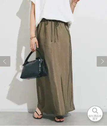 앤디콜 빈티지 새틴 스커트 카키