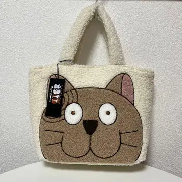 고양이 얼굴 디자인 토트백 아이보리