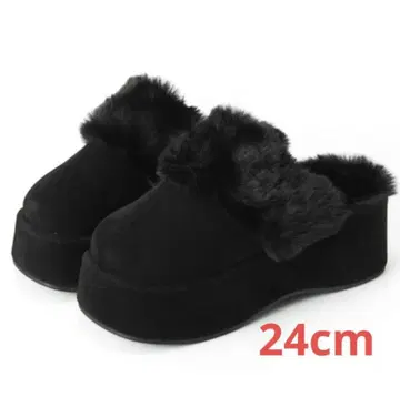 GRL 24cm 무스탕 슬립온 통굽 퍼 사보 샌들