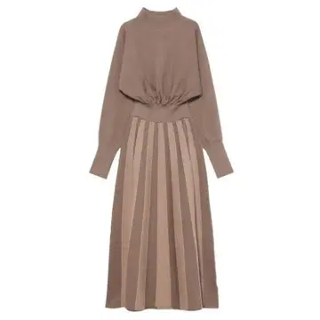 LAGUNAMOON 핀턱 디자인 니트 원피스 (브라운)