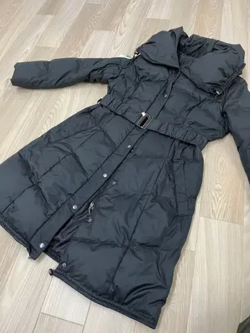 여성용 다운 코트 벨트 포함 블랙