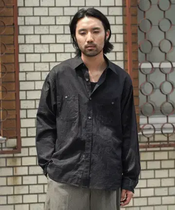 shiun LINEN SHEER L/S SHIRTS 블랙