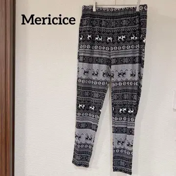 새상품급 Mericice 사슴 패턴 레깅스 블랙 그레이 계열 크리스마스