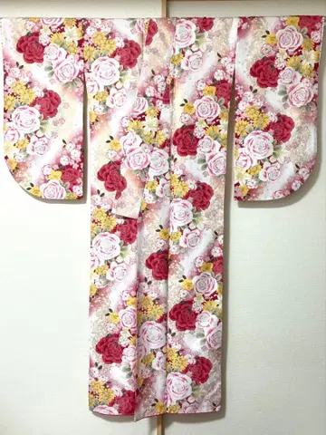 꽃무늬 후리소데 핑크, 빨간색, 옐로우 컬러