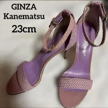 [ 미사용 긴자 카네마츠 ] 스트랩 샌들 메쉬 핑크 힐 [ 익명 배송 ]