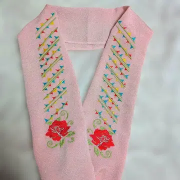 핑크 장미 자수 장식용 깃