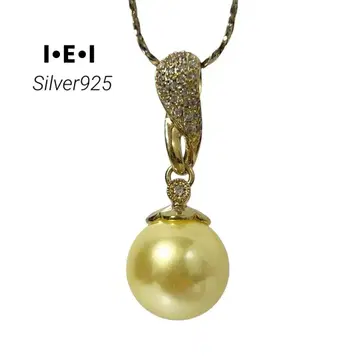 새상품급 IEI 골든 펄풍 펜던트 목걸이 실버925 파베