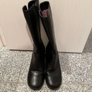 천연 가죽 롱 부츠 23cm 블랙