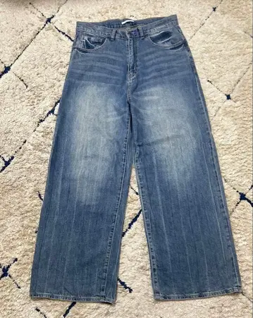 코튼 린넨 와이드 배기 데님 (BAYFLOW) 다크 블루