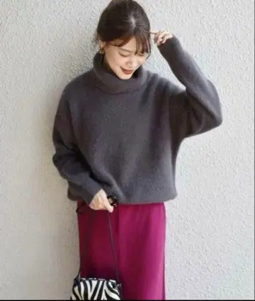 SHIPS 폭스 혼방 그레이 터틀넥 스웨터