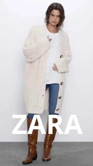 [ 미사용 새상품 ] ZARA 아이보리 니트 가디건 V넥 5버튼