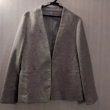 멜란지 라이트 그레이 노카라 자켓