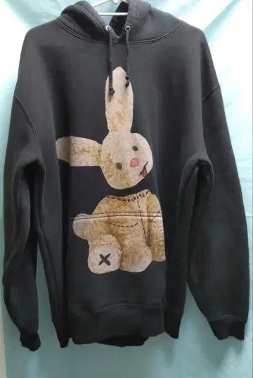 USED RARETE 토끼 봉제 인형 후드티 XL 블랙