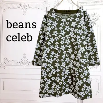 [ 비 셀럽 ] 튜닉 원피스 [ F ] 카키 꽃무늬 체형 커버