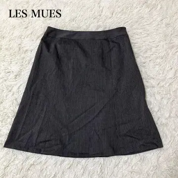 LES MUES 플레어 스커트 스트라이프 울 A라인 포멀