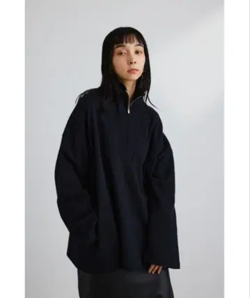 STYLEMIXER 하이넥 집업 맨투맨 블랙