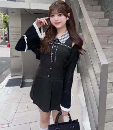 올리브 데 올리브 슬리브리스 셔츠 미니 원피스 블랙