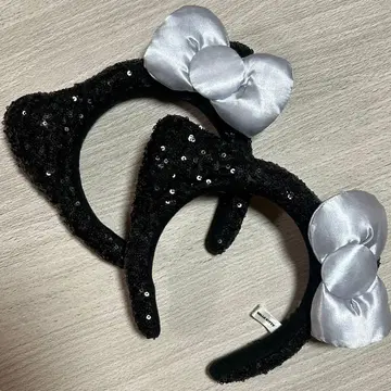 키티 머리띠 스팽글 블랙 usj 유니버셜 세트