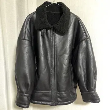 보아 카라 부착 가죽 아우터 헤더