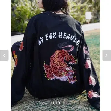 츄우카타베타이 TIGER long sleeve t-shirt/Black