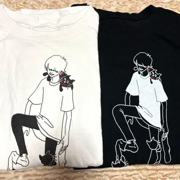 키요 고양이 T셔츠 M 사이즈 level3 화이트 블랙 2점