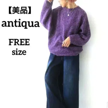 [ 새상품급 ] 안티카 antiqua 돌먼 멜란지 니트 보라색 퍼플