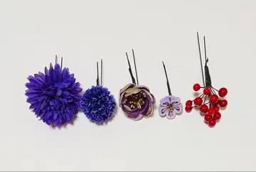 성인식 일본풍 머리 장식 퍼플