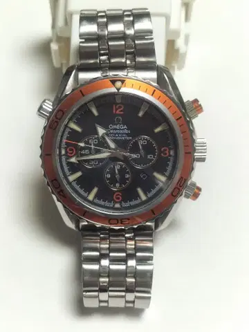 크로노그래프 패션 손목시계 블랙/오렌지