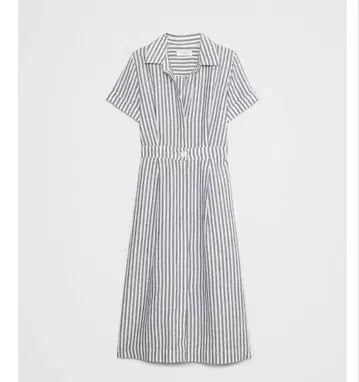 BANANA REPUBLIC 린넨 블렌드 미디 셔츠 원피스