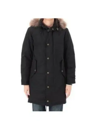 후드 부착 블랙 다운 자켓