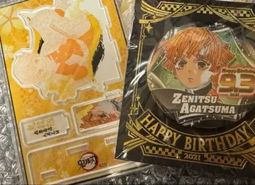 귀멸의 칼날 아가츠마 젠이츠 아크릴 스탠드 캔뱃지 벌스데이 세트