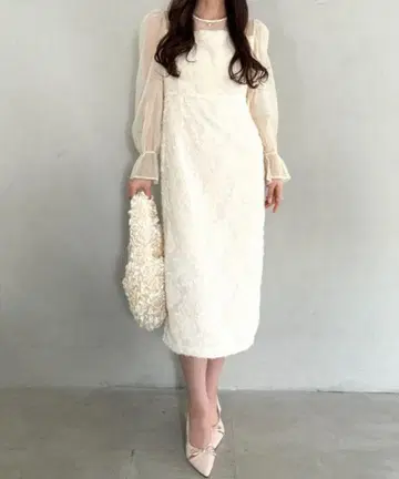 MYMOOD. 라운드넥 시어 롱 원피스 드레스