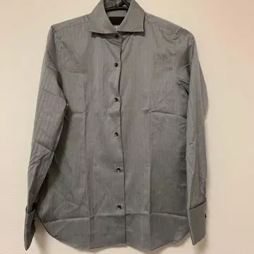 그레이 헤링본 스트라이프 긴팔 셔츠 드레스 셔츠 38