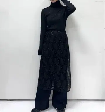 튤 랩스커트 블랙