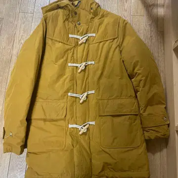 더플 코트 스타일 다운 자켓 머스타드