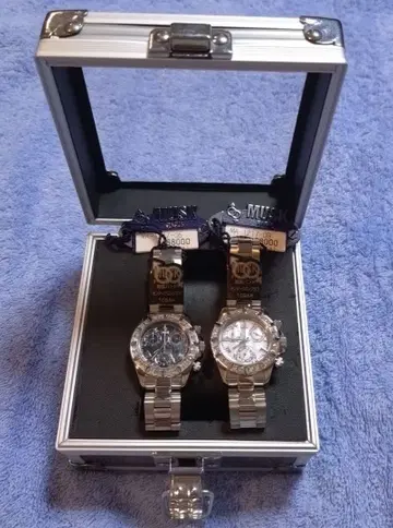 MUSK 센터 크로노그래프 시계 블랙 화이트 커플 세트