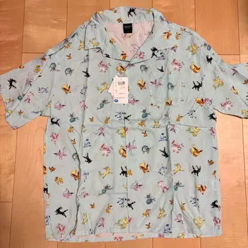 이브이 오픈 카라 셔츠 L 택 포함 포켓몬 빌레반 하와이안 셔츠