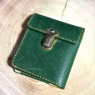 이탈리아 가죽 그린 접이식 지갑