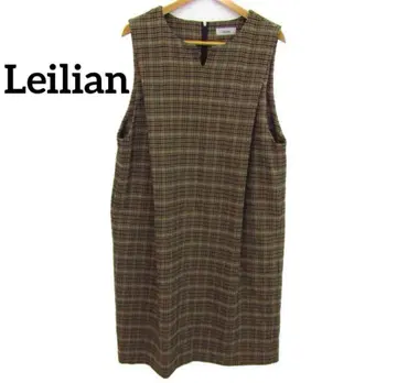 Leilian 레리안 원피스 체크 슬리브리스 오버롤 스커트