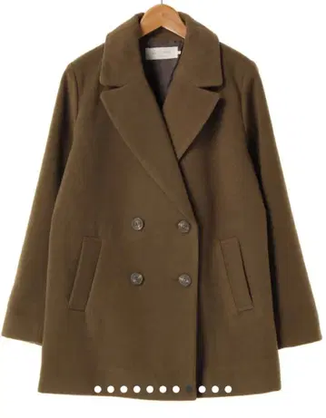 올리브색 더블 브레스트 피 코트