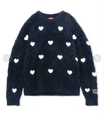 GELATO PIQUE 네이비 하트 무늬 풀오버 M 크리스마스