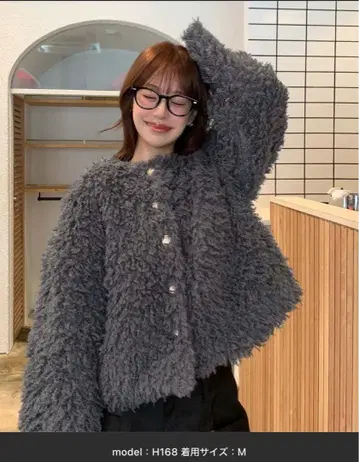 충전솜 퀼팅 푸들 인조 모피 자켓 M