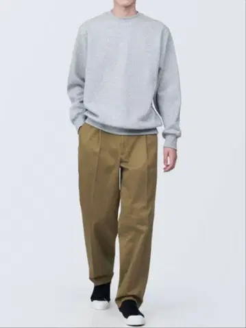 무인양품 스트레치 치노 턱 와이드 팬츠