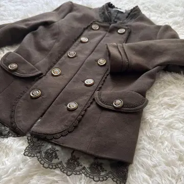 axes 브라운 더블 버튼 디자인 자켓 M 레이스 트리밍