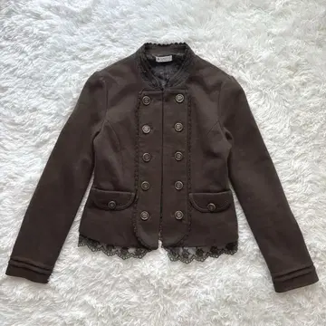 axes 브라운 재킷 더블 버튼 디자인 M 레이스 트리밍