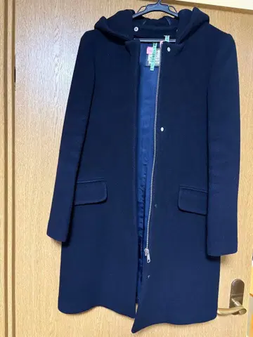 노리즈 후드 부착 네이비 코트